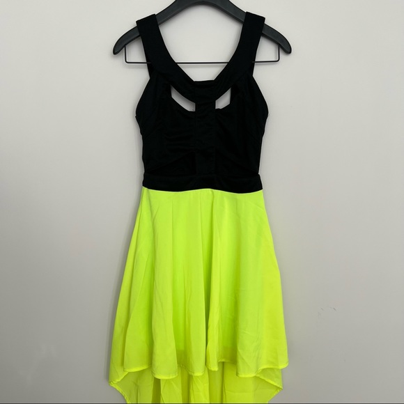 REVERSE Neon Yellow Cut Out High Lo Dress - Picture 5 of 12